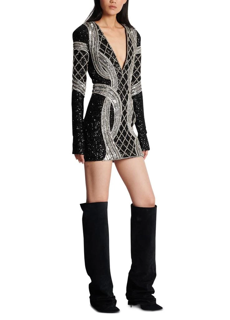 Balmain Short silver embroidered dress 7