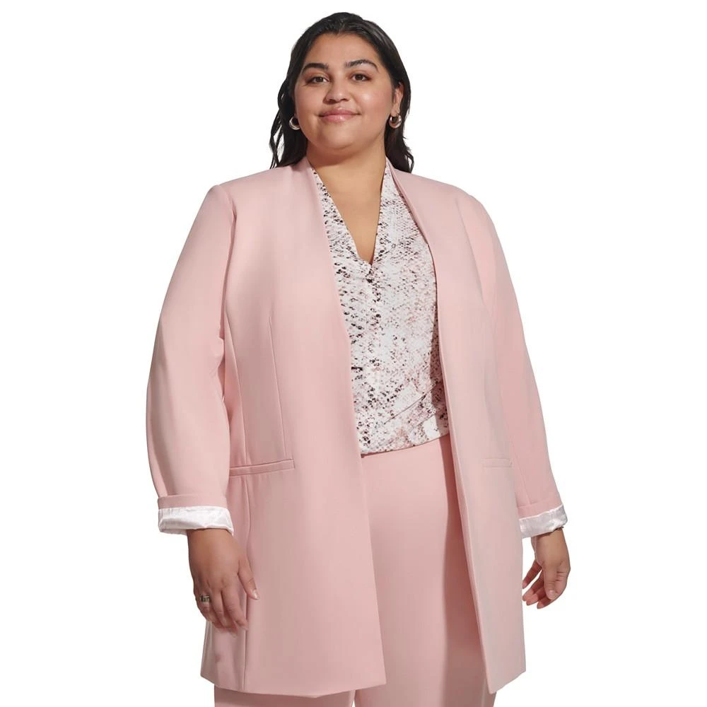 Calvin Klein Plus Size Open-Front Rolled-Cuff Jacket 1