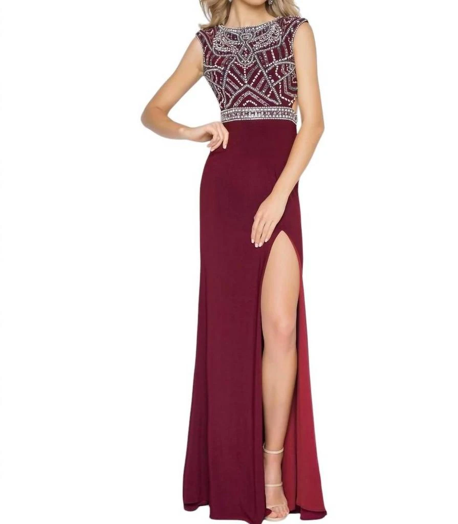 mac duggal burgundy dress Elegant Burgundy A-Line Ankle Length Mother of the Bride Dress main image 0