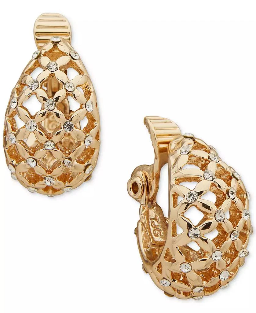 Anne Klein Gold-Tone Pavé Mesh Clip-On Button Earrings 1