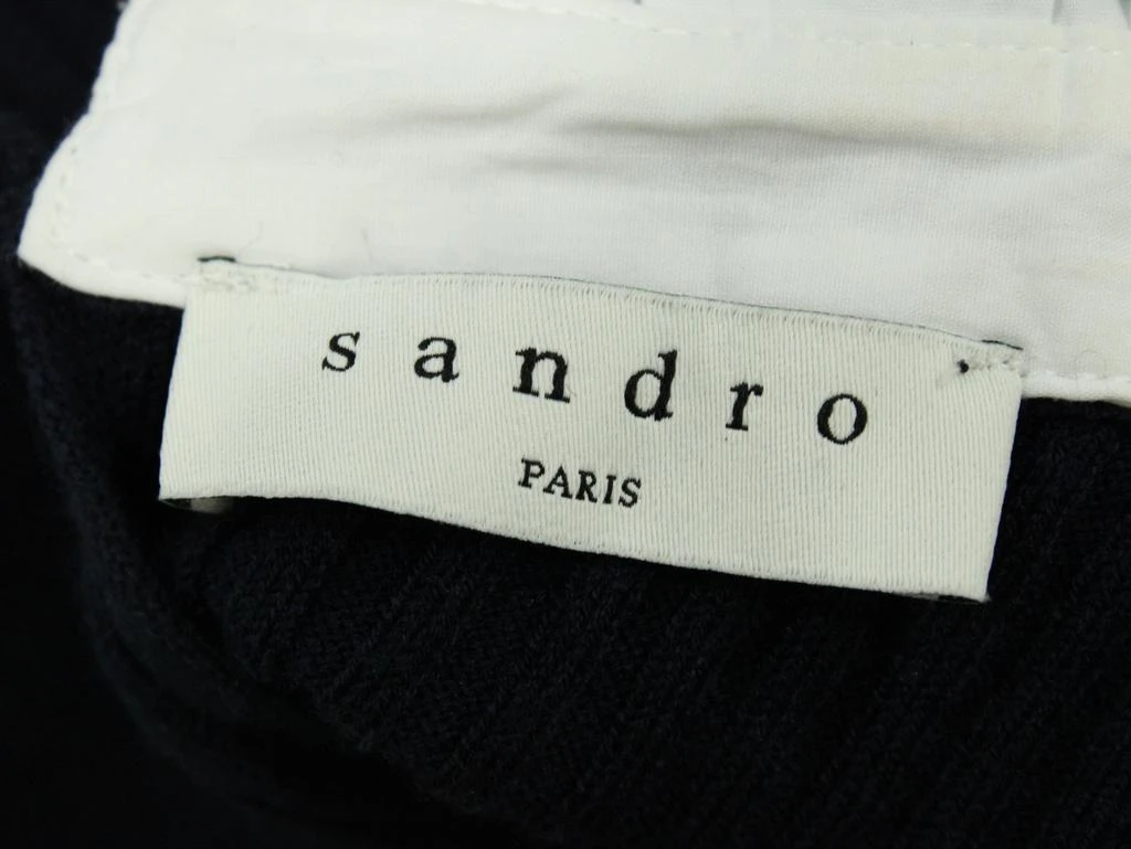 Sandro Paris Sandro Rony Ribbed Knit Midi Dress in Navy Blue Polyamide 5