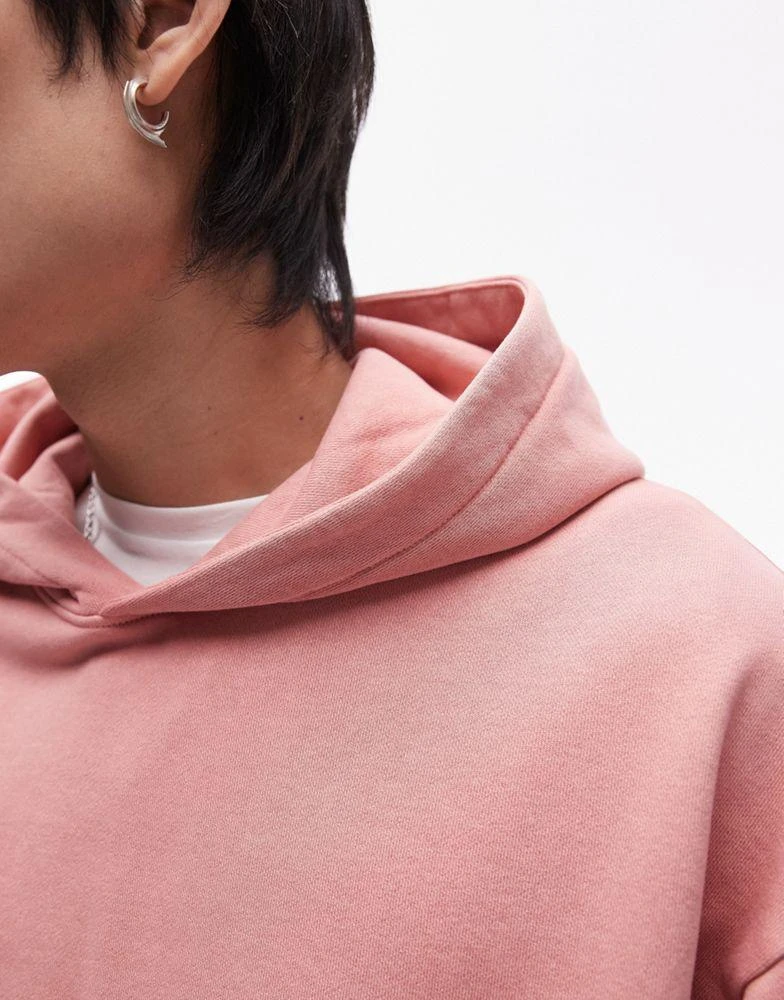 Topman Topman oversized fit hoodie in washed pink 4