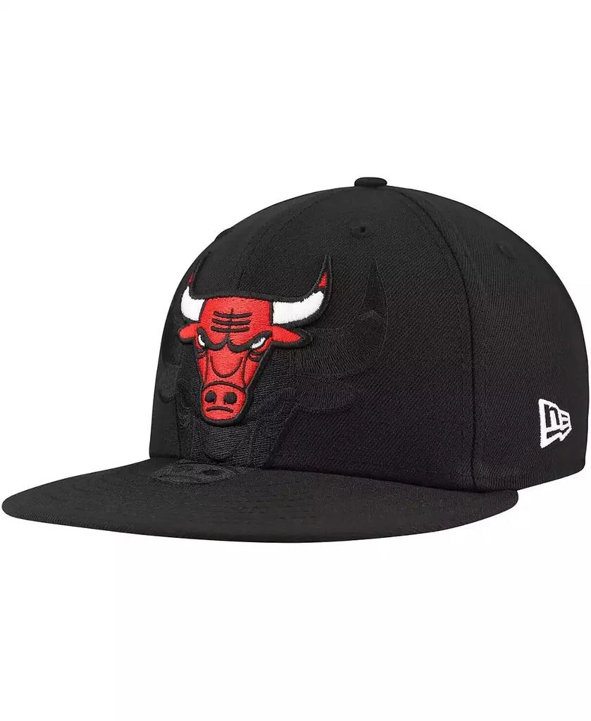 New Era Men's Black Chicago Bulls Blackout Shadow Logo 59FIFTY Fitted Hat 1