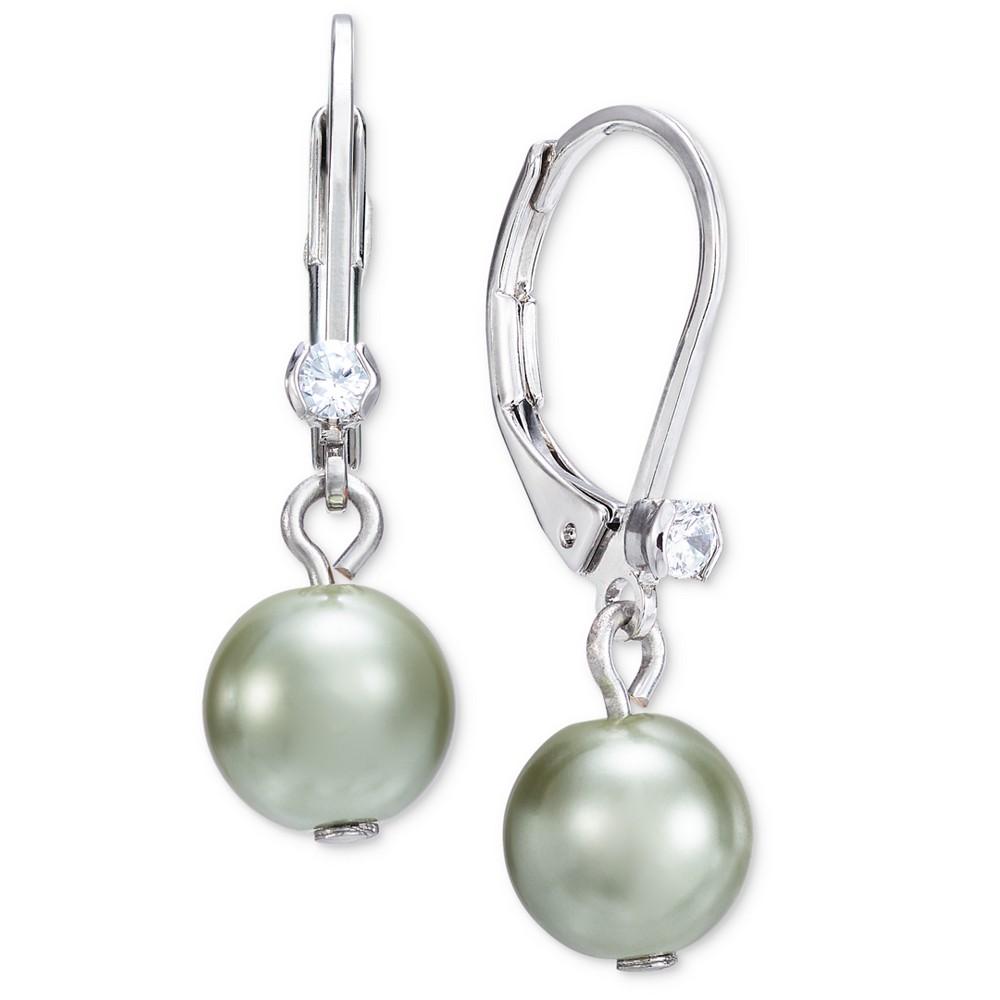 Charter Club Silver-Tone Crystal & Color Imitation Pearl Drop Earrings, Created for Macy's