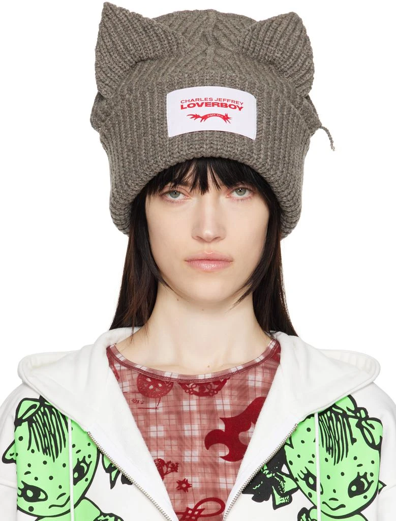 Charles Jeffrey Loverboy Gray Supersized Chunky Ears Beanie 1