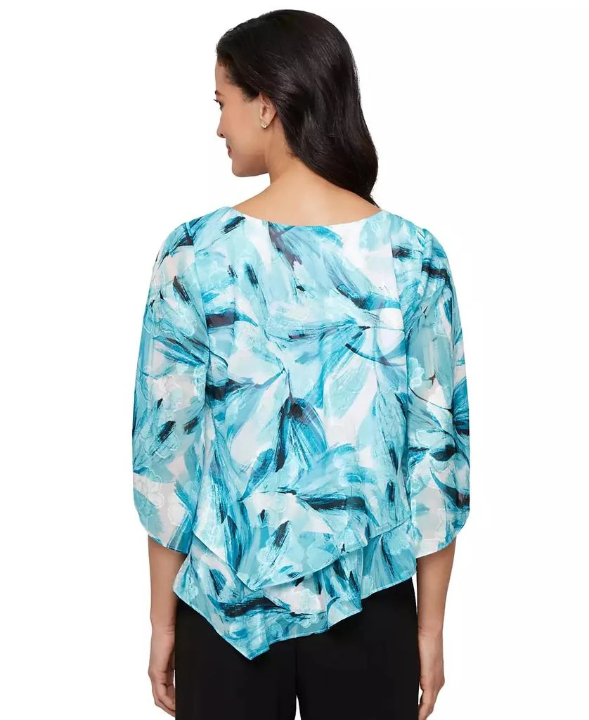 Alex Evenings Petite 3/4-Sleeve V-Hem Burnout Blouse 3