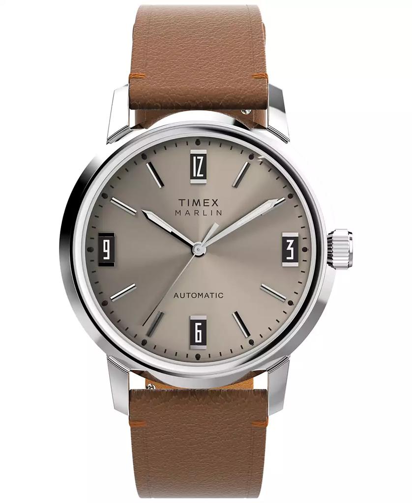 Timex Men's Mechanical Automatic Brown Leather Strap Watch, 40mm