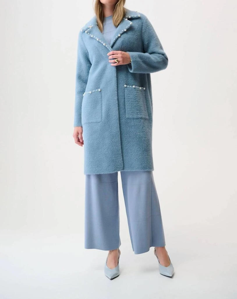 JOSEPH RIBKOFF Joseph Ribkoff - Feather Yarn Sweater Coat With Pearl Tri 4