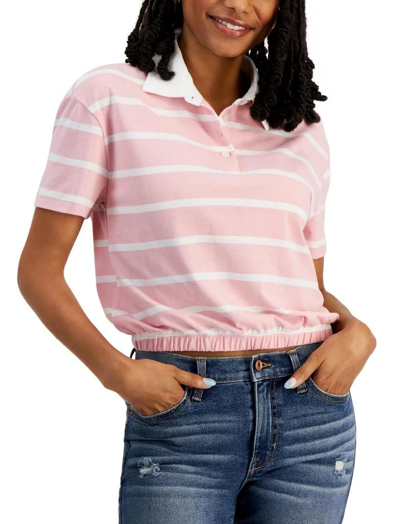 Crave Fame Womens Collared Striped Polo Top 3