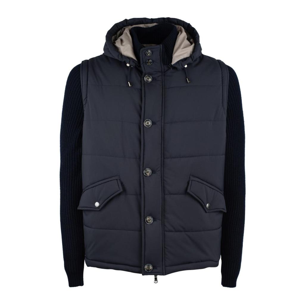 BARBA Barba Blue Jacket With Removable Knit Sleeves