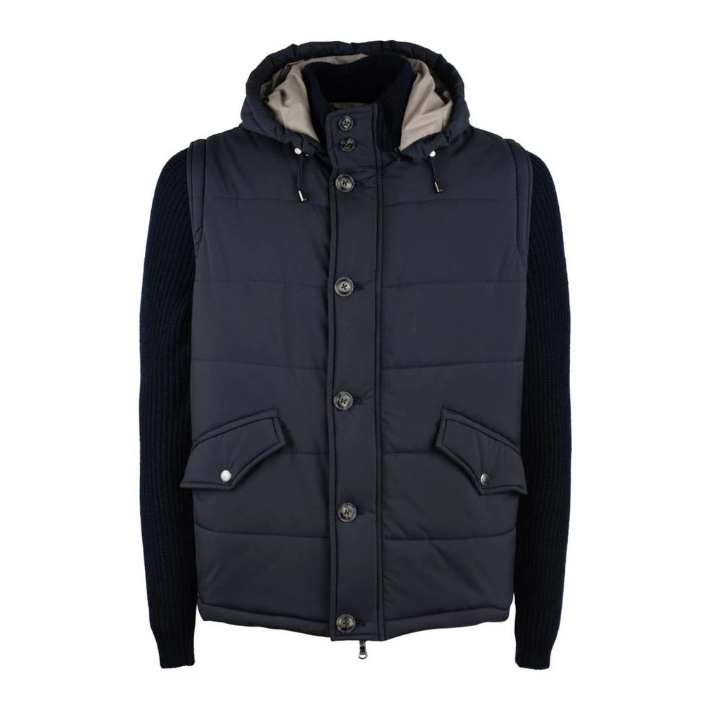 Barba Barba Blue Jacket With Removable Knit Sleeves 1