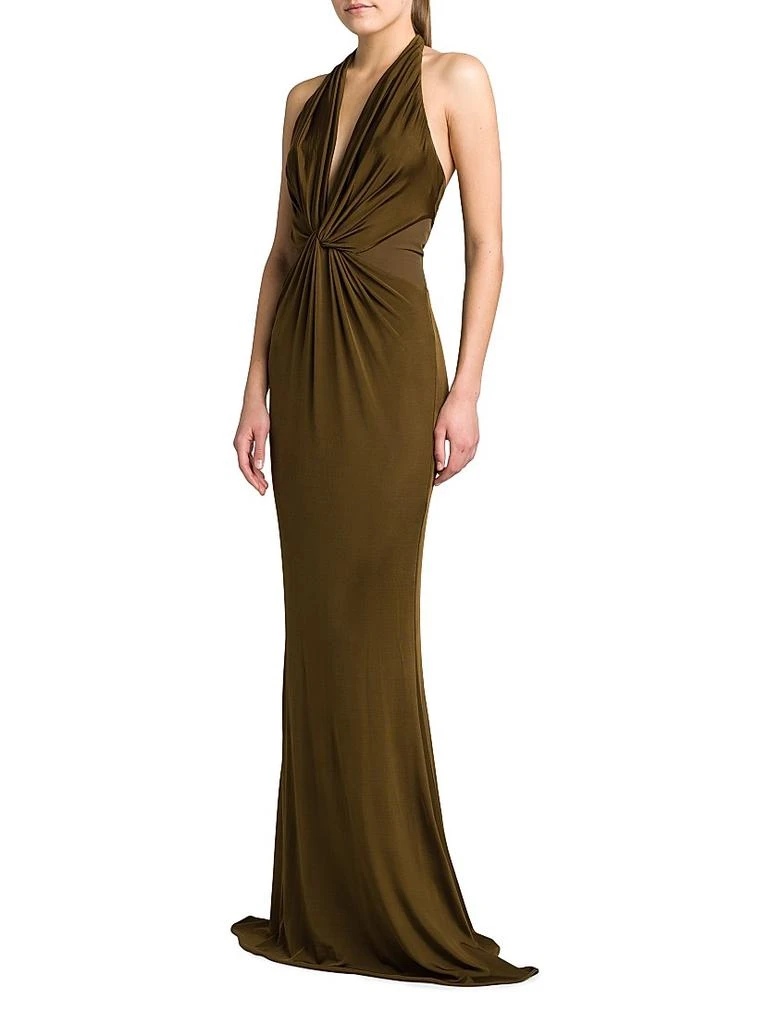 green emerald velvet dress Plunging V-Neck Maxi Dress Tom Ford