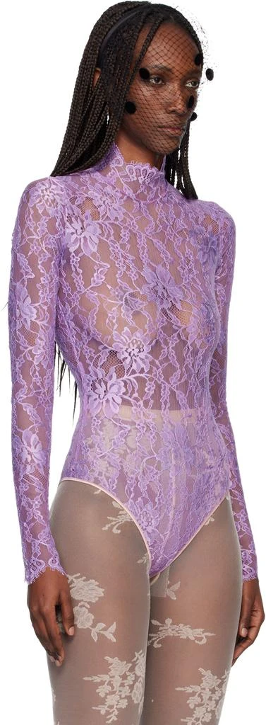 Valentino Purple Floral Lace Bodysuit 2
