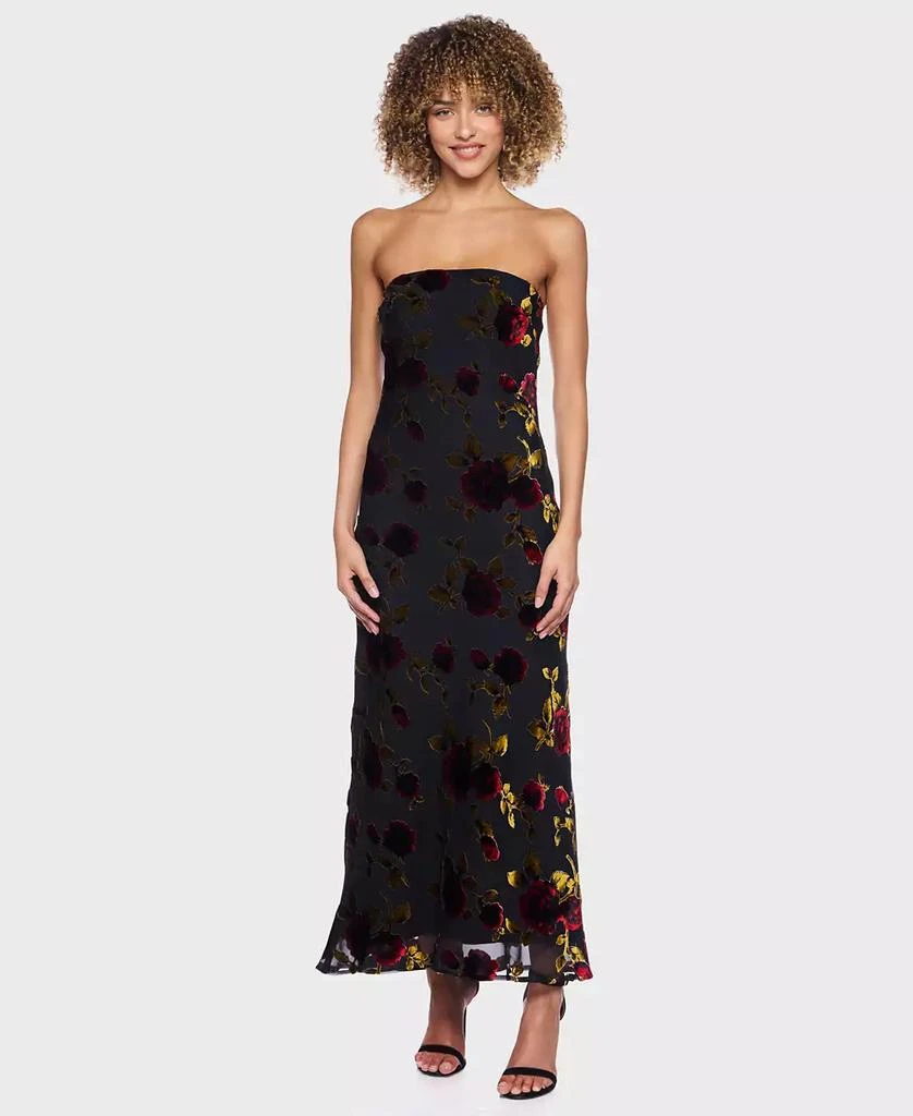 B Darlin Junior's Flocked Strapless Dress - Black Red - Size 3/4 B Darlin Junior's Flocked Strapless Dress - Black Red - Size 3/4