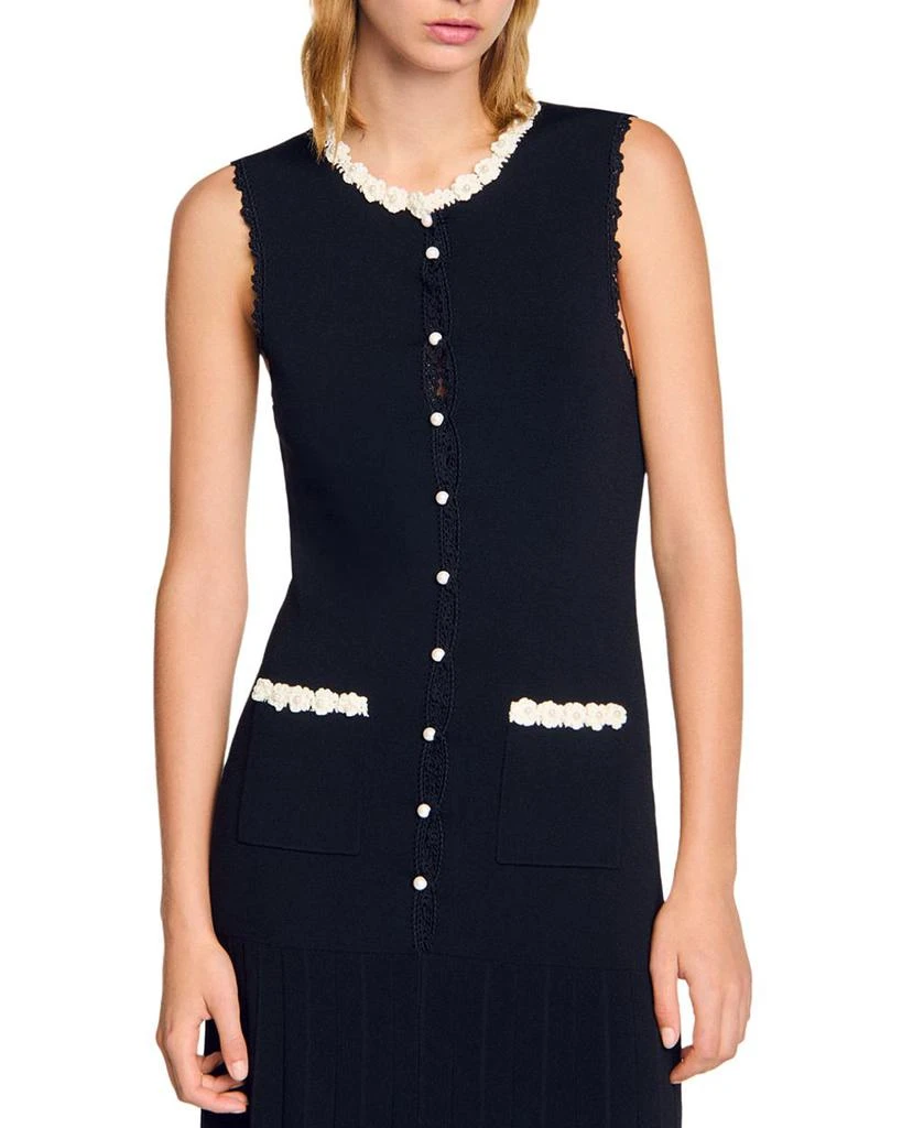 Sandro Long Dress with Crochet Detail 5