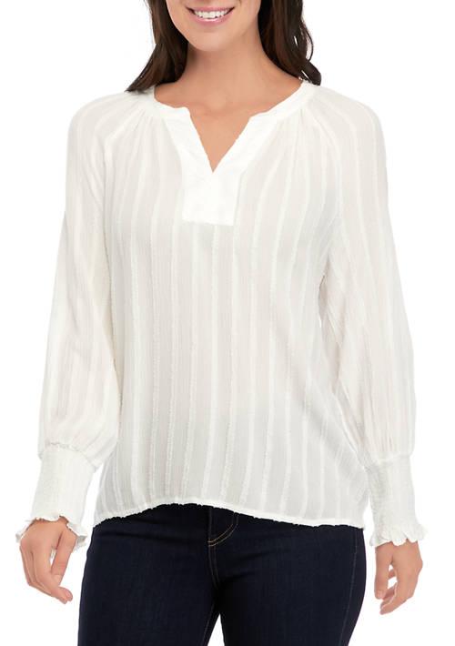 Chaps Womens Textured Peasant Top