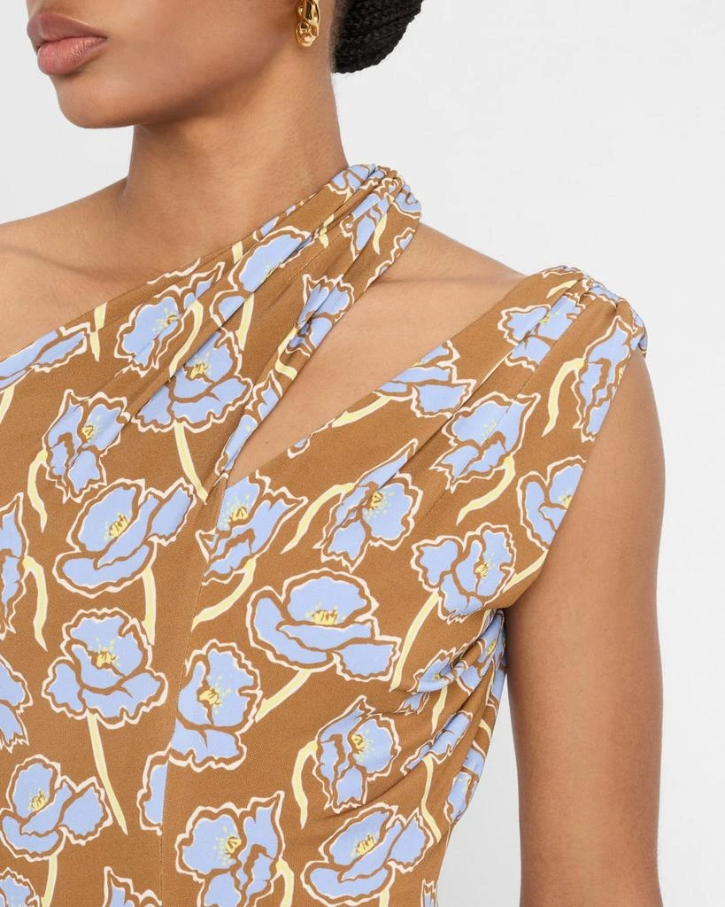 Versace Floral Print One-Shoulder Backless Crepe Cocktail Dress 6