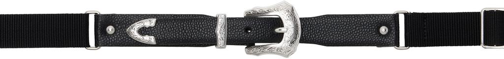 Toga Pulla Black Leather Nylon Belt