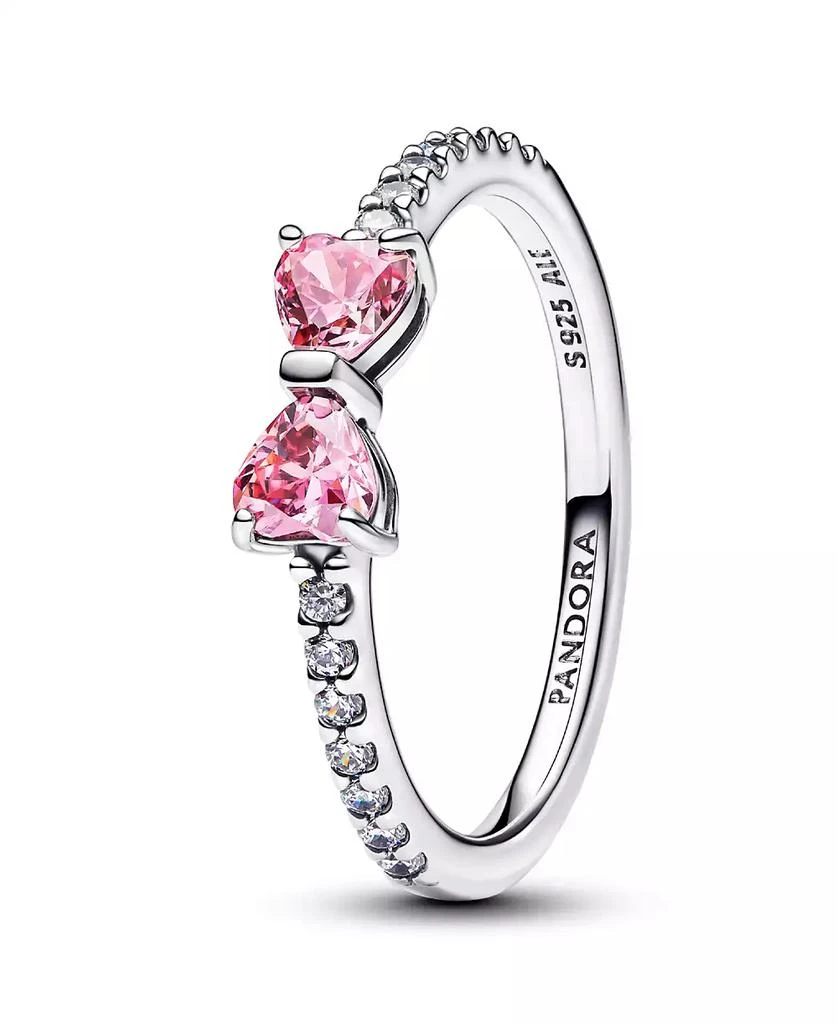 PANDORA Sterling Silver Sparkling Pink Bow Ring