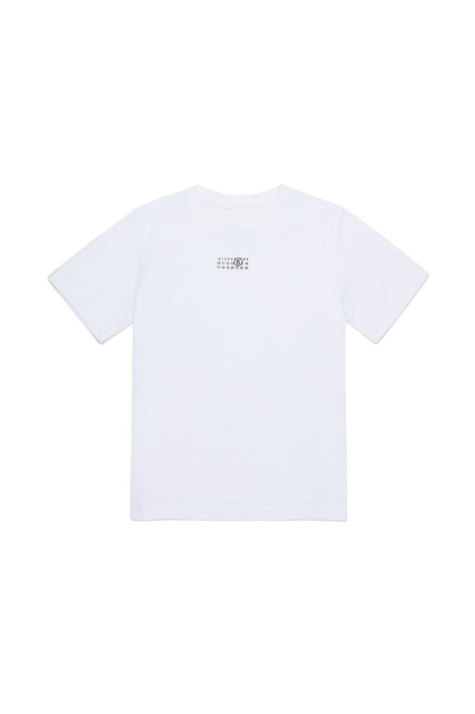 Shop MM6 Maison Margiela Kids Logo Printed Cropped T-Shirt on Sale