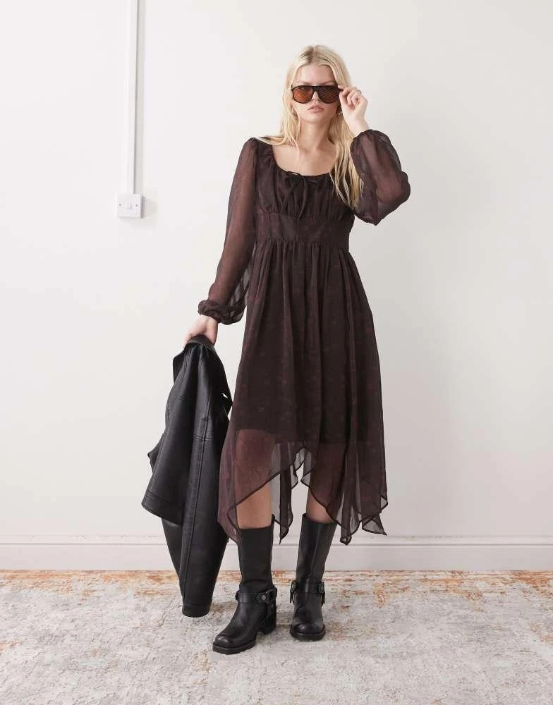 long sleeve mini dress v neck Whisper Square Neck Long Sleeve Mini Dress in Summer White