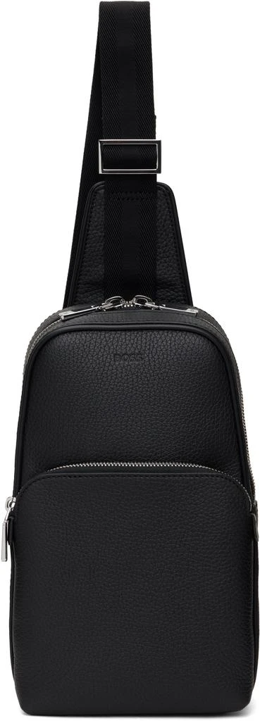 Hugo Boss Black Grained Leather Single Backpack 1