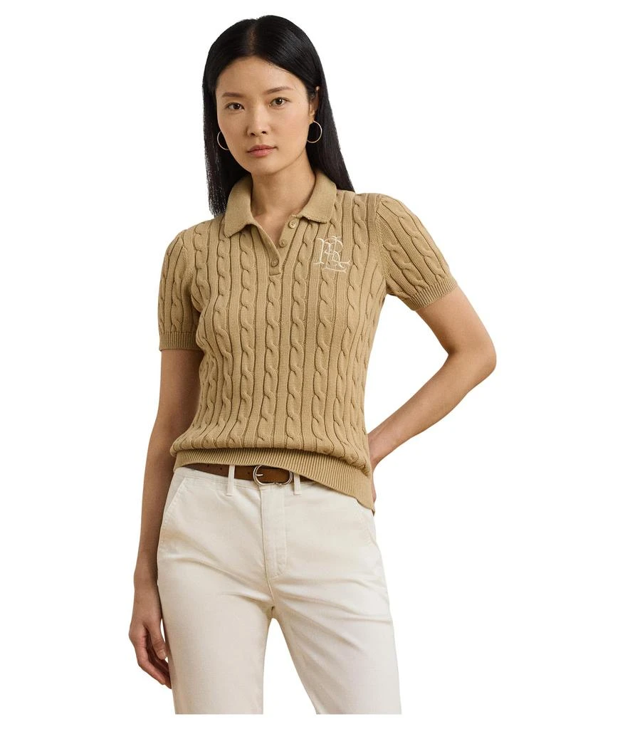 Ralph Lauren Petite Cable-knit Cotton Polo Sweater 1