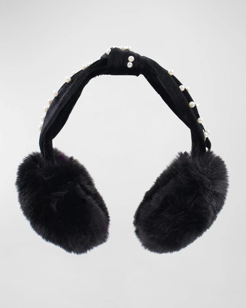 Surell Accessories Pearly Knotted Velvet & Faux Fur Ear Muffs 1