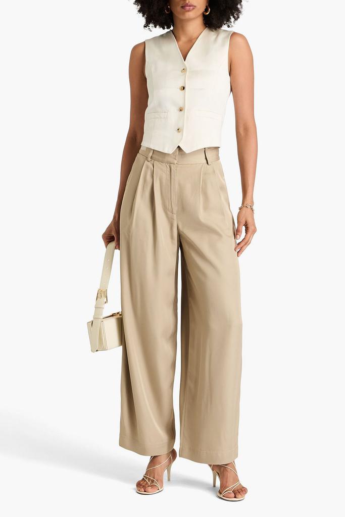 BY MALENE BIRGER Pascali pleated satin-twill wide-leg pants