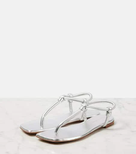 Gianvito Rossi Juno metallic leather thong sandals 4