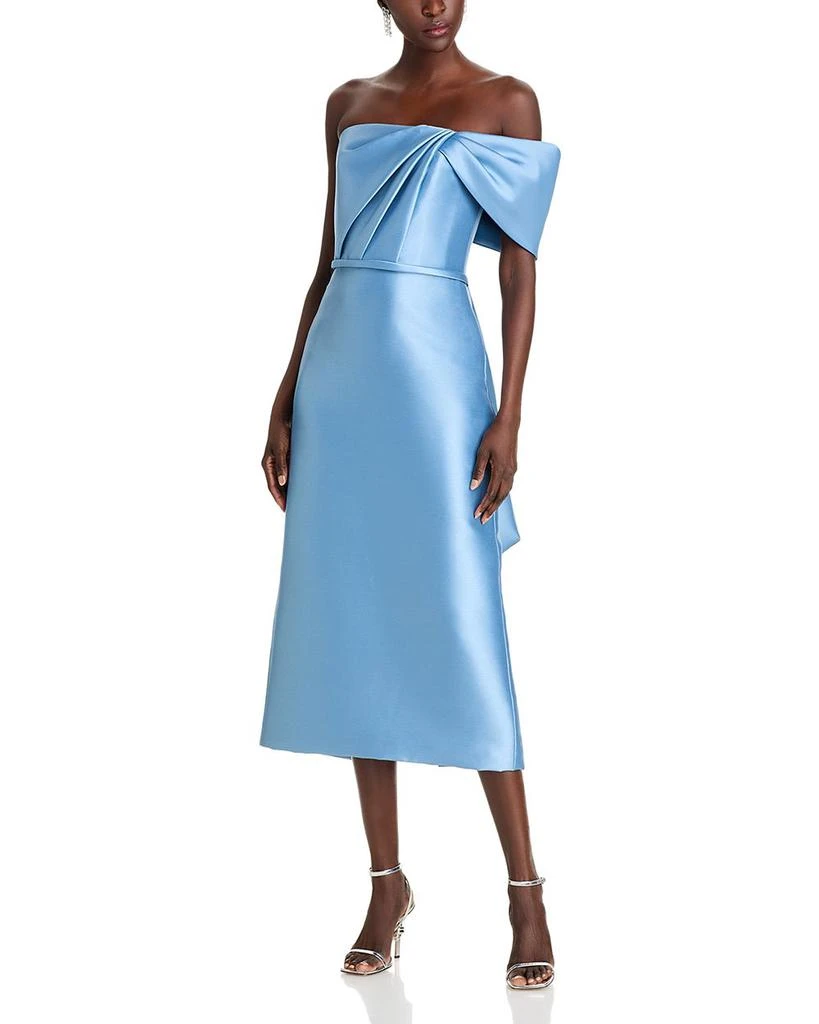 Amsale Bow Shoulder Midi Dress 1