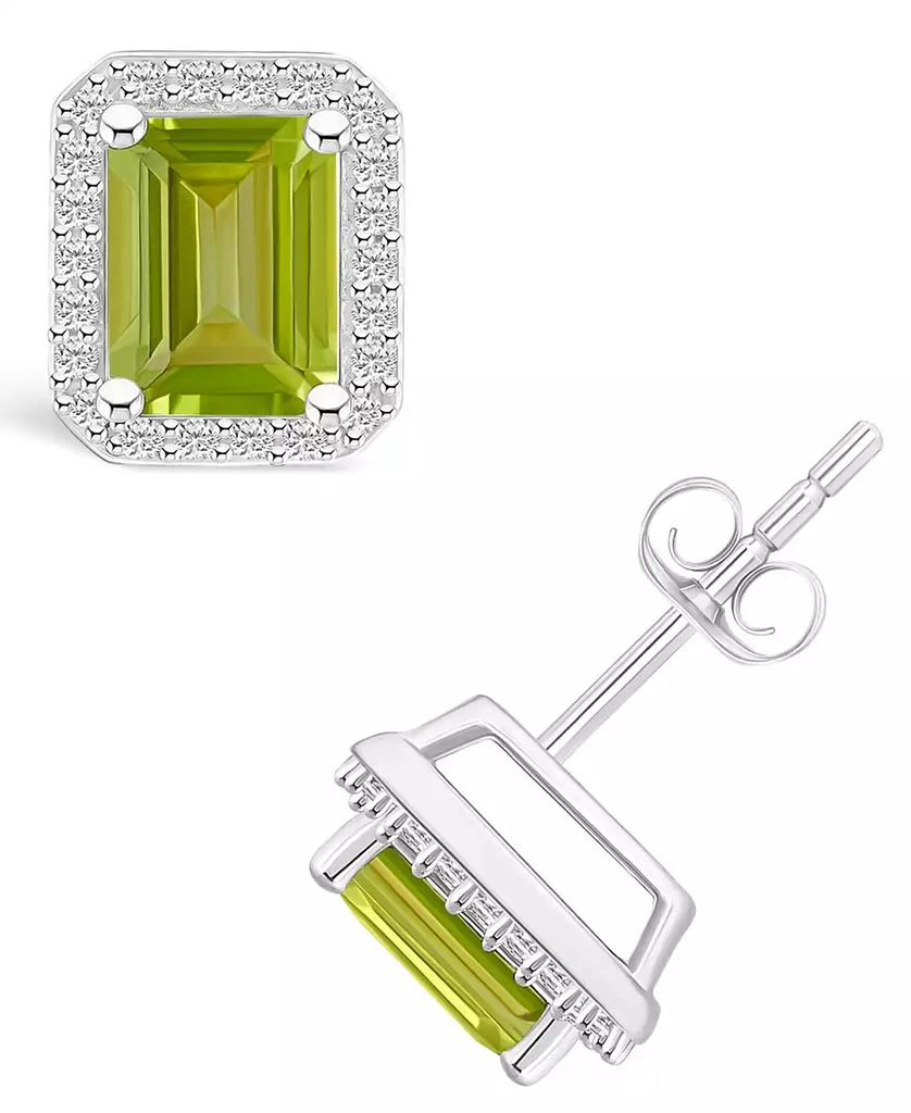 Macy
s Peridot (2-1/5 ct. t.w.) and Lab Grown Sapphire (1/4 ct. t.w.) Halo Studs in 10K White Gold