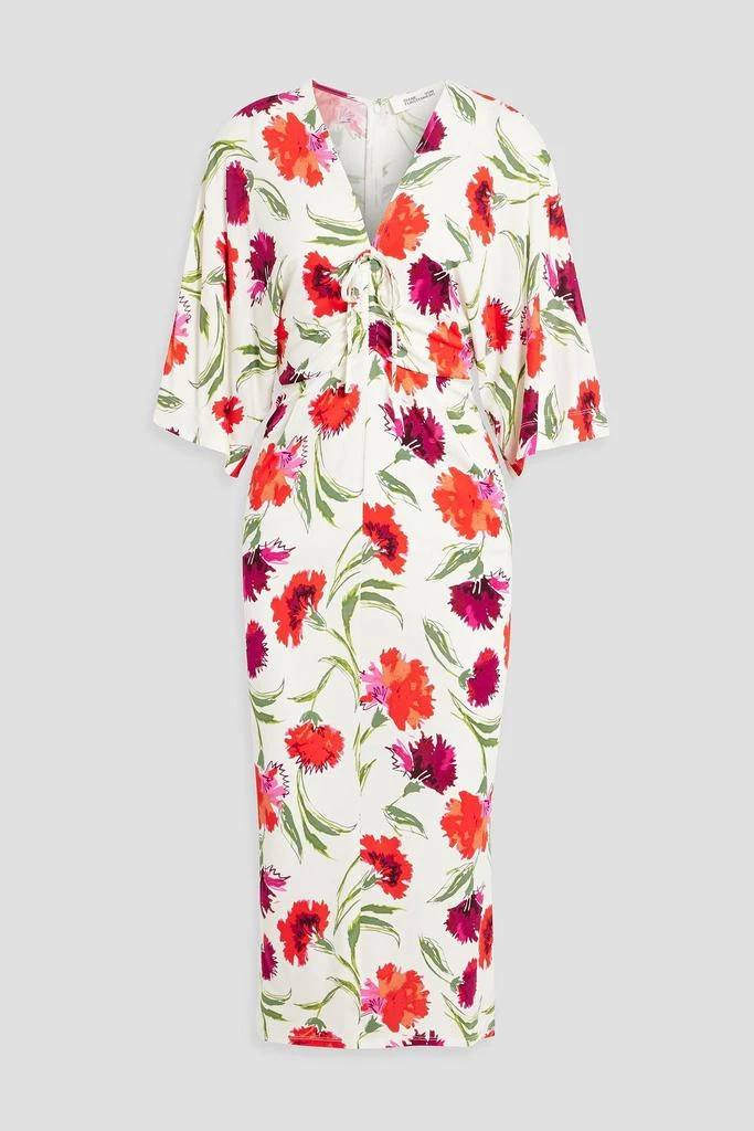 Diane von Furstenberg Valerie floral-print ruched stretch-jersey midi dress 1