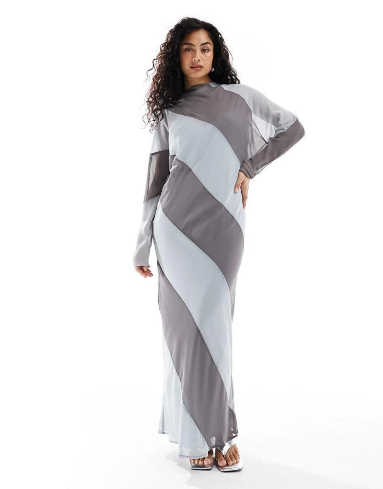 ASOS ASOS DESIGN high neck stripe maxi dress in charcoal stripe 1