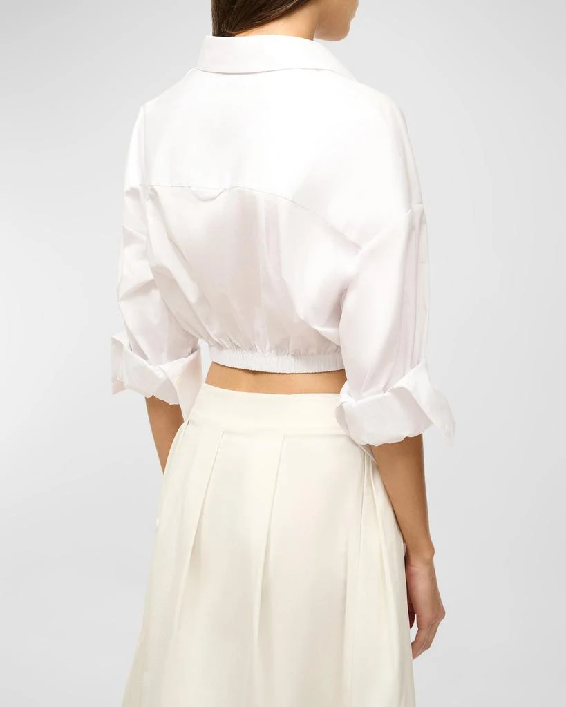 Staud Lisa Tie-Front Cotton Shirting Crop Top 5