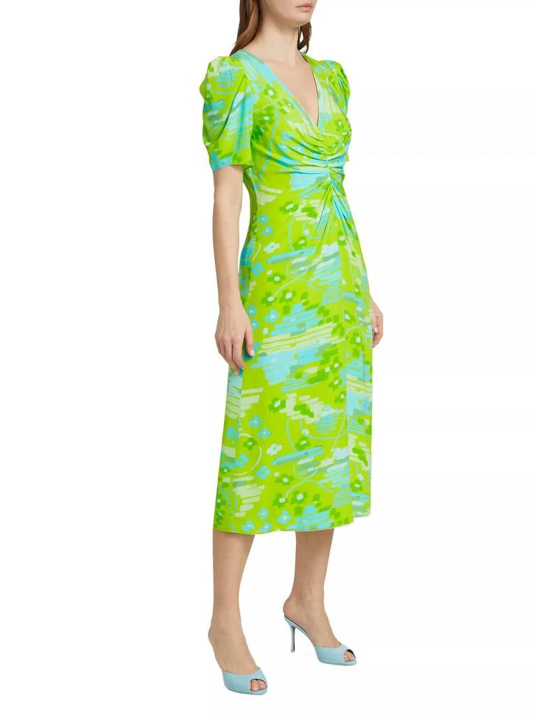 slim fit dress slacks Rhode Puff Sleeve Mini Dress Madeline Olive Linen-Cotton Size 2 main image 1