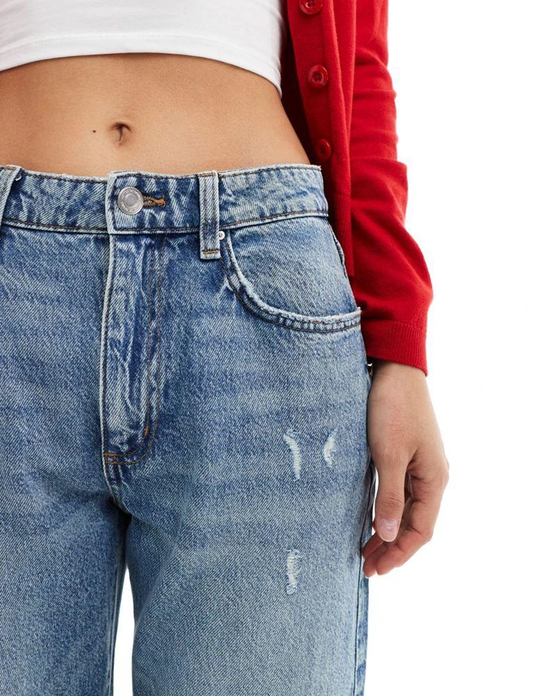 Cotton:On Cotton On original straight leg jeans in lake blue rips 3