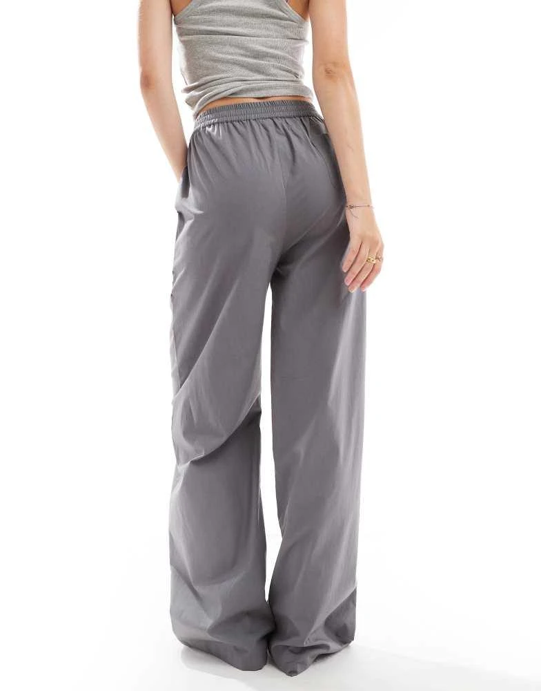 Luna Luna oversized cotton wide leg pyjama bottoms in grey steel 4