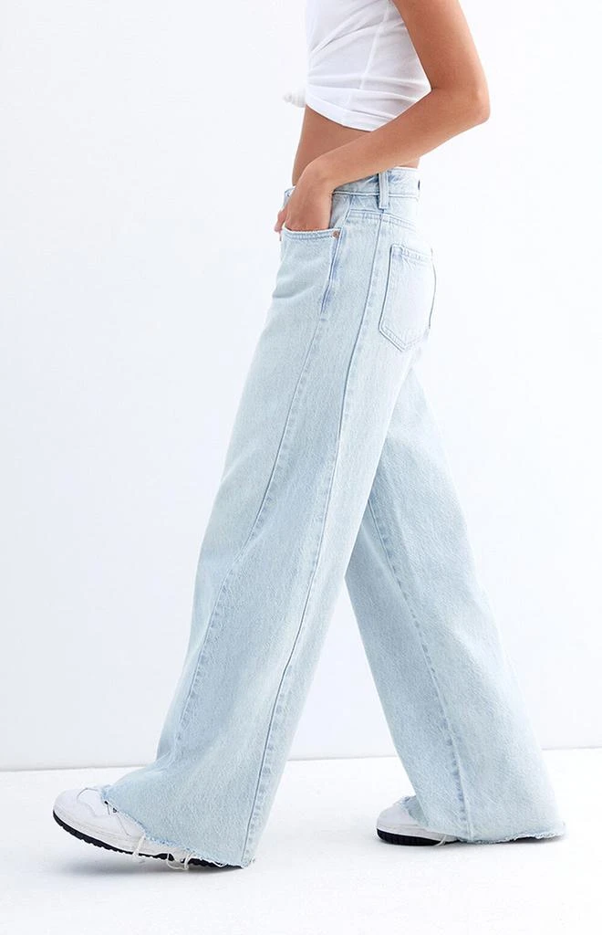 PacSun Casey Light Indigo Raw Cut Low Rise Baggy Jeans 3