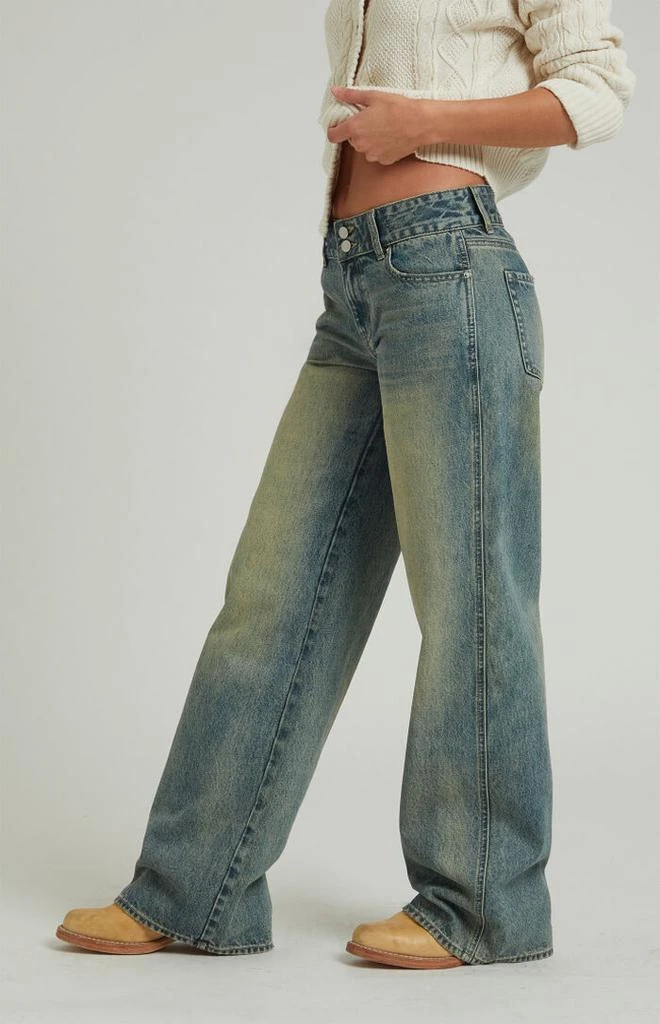 PacSun Casey Medium Indigo 2-Button Low Rise Baggy Jeans 3