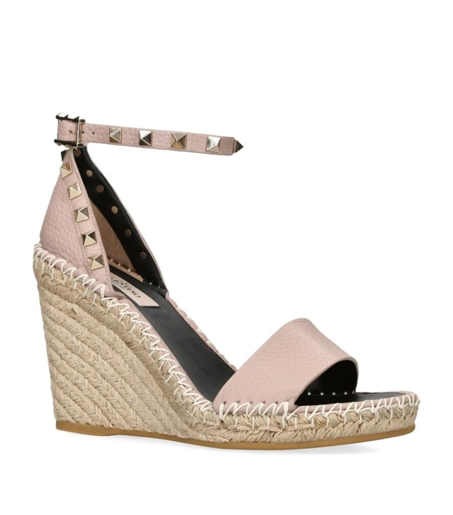 Valentino Leather Rockstud Espadrille Wedges 105 3
