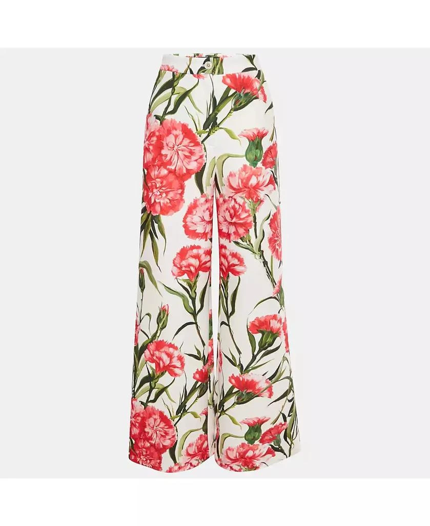 Pre-Owned Dolce 
Gabbana Women
s White/pink Floral Print Jersey Flared Trousers