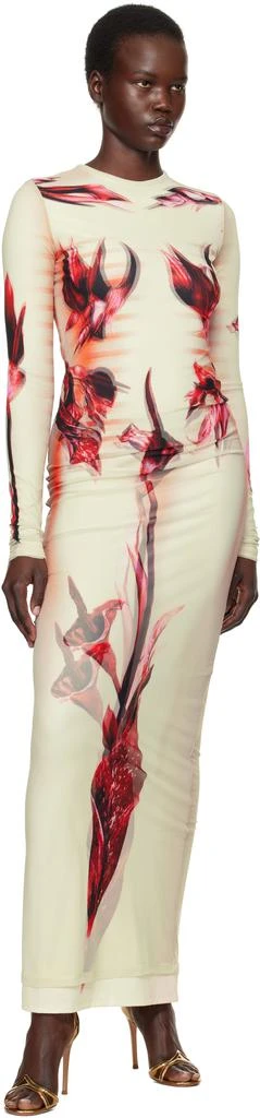 Jean Paul Gaultier Green & Pink 'The Flower Body Morphing Marinière' Maxi Dress 4