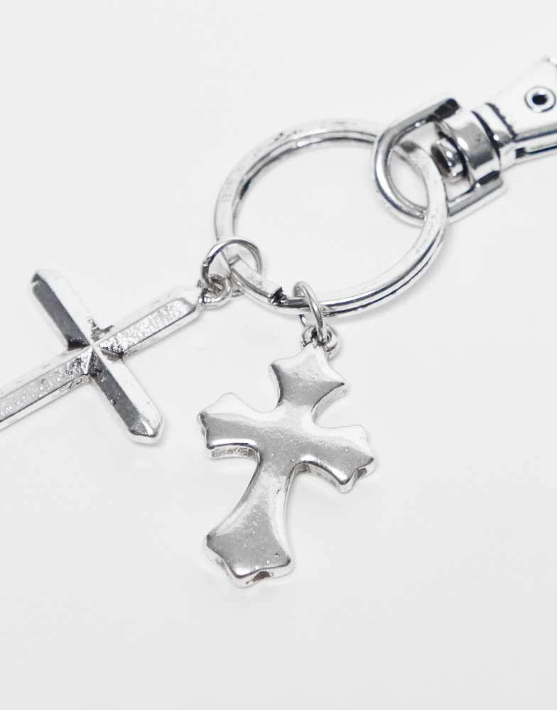 Reclaimed Vintage Reclaimed Vintage unisex silver cross bag keyring charm 2