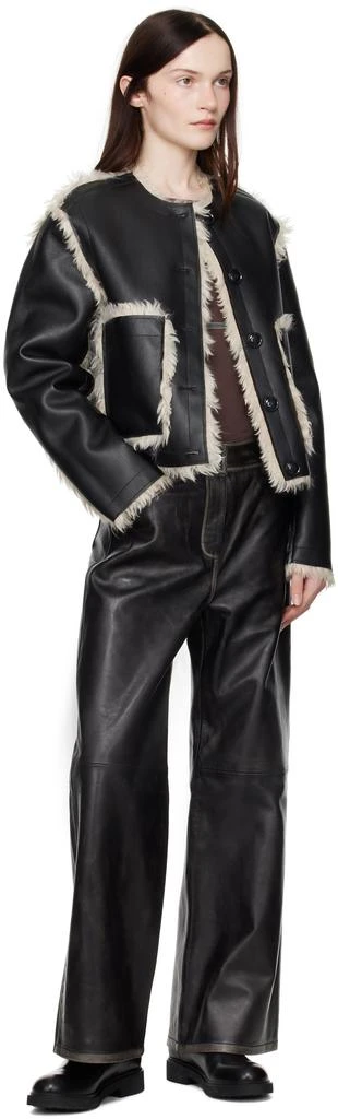 STAND STUDIO Black Lucine Reversible Faux-Leather Jacket 5