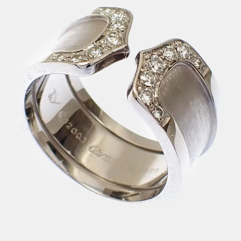 Cartier Cartier 18K White Gold and Diamond Double C Band Ring EU 52 1