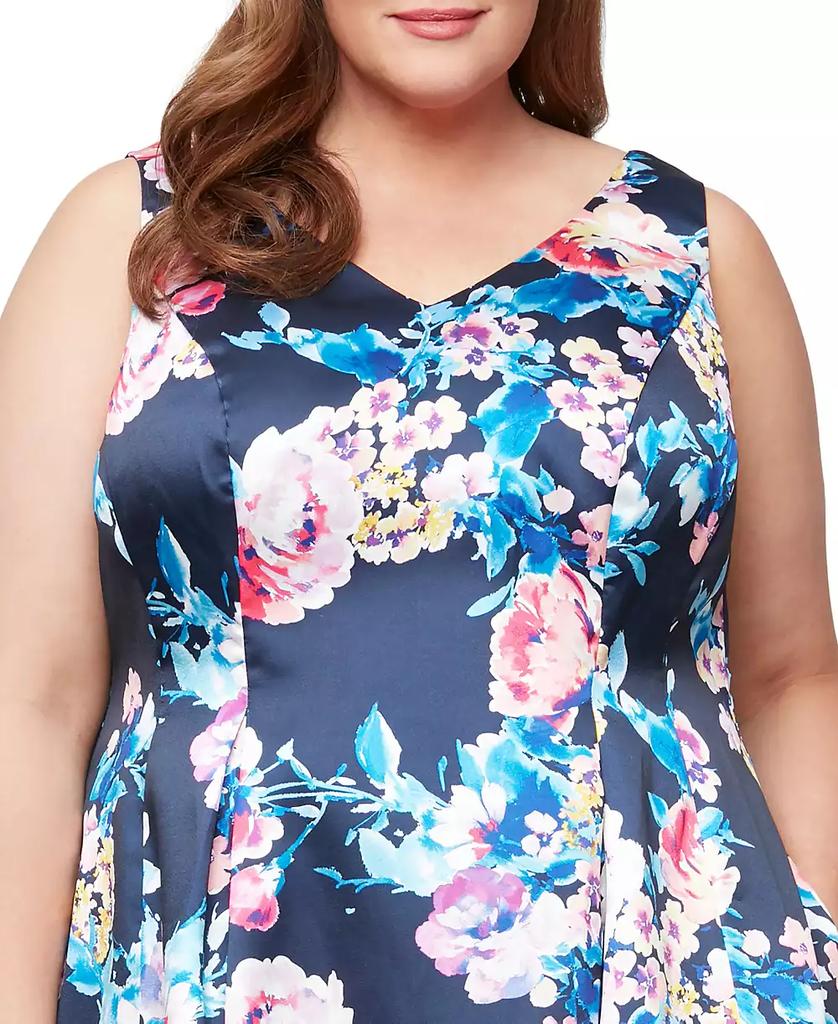 Alex Evenings Plus Size Printed V-Neck Sleeveless Dress