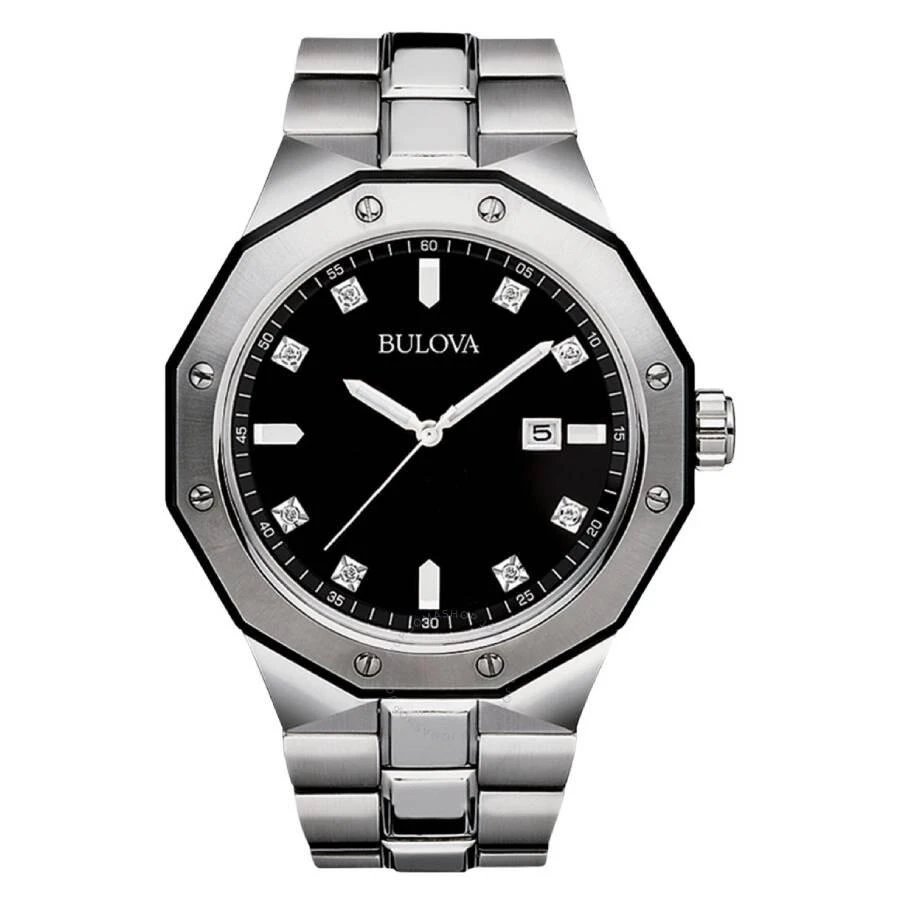 Bulova Men's Marine Star Diamond Accented Stainless Steel Bracelet Watch 98D103 1