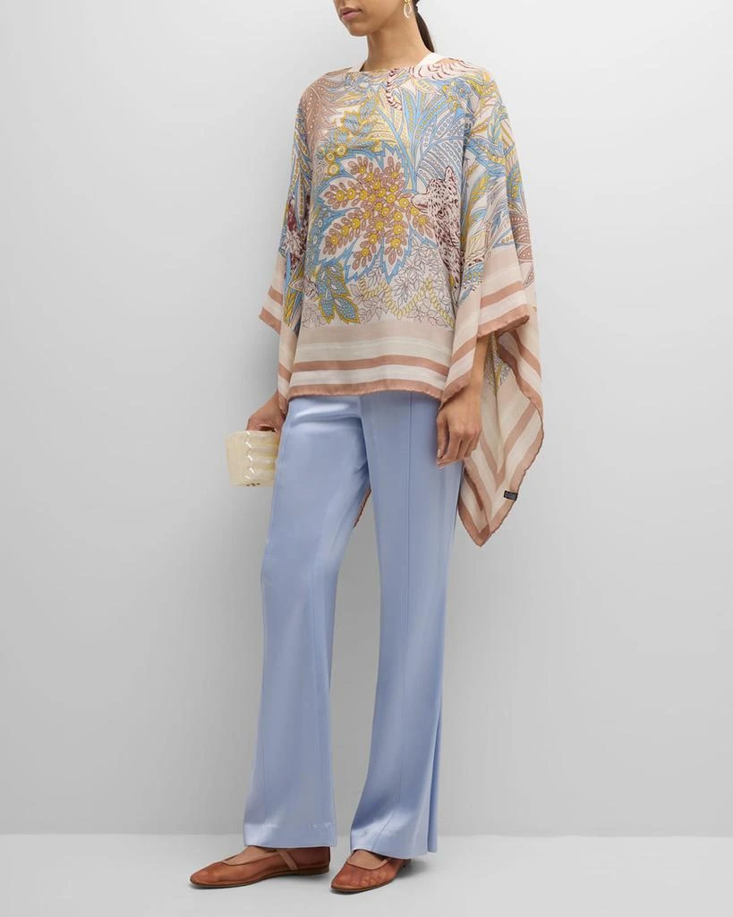 Rani Arabella Amazonia Pink Print Cashmere-Blend Poncho 3