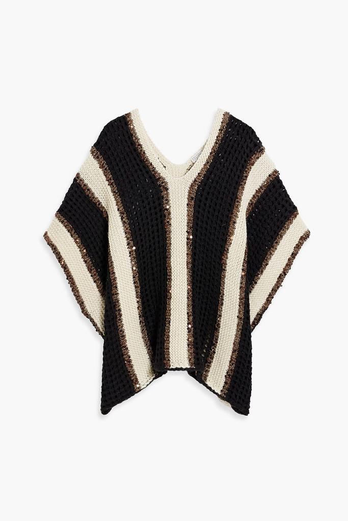 Brunello Cucinelli Sequin-embellished open-knit jute-blend sweater